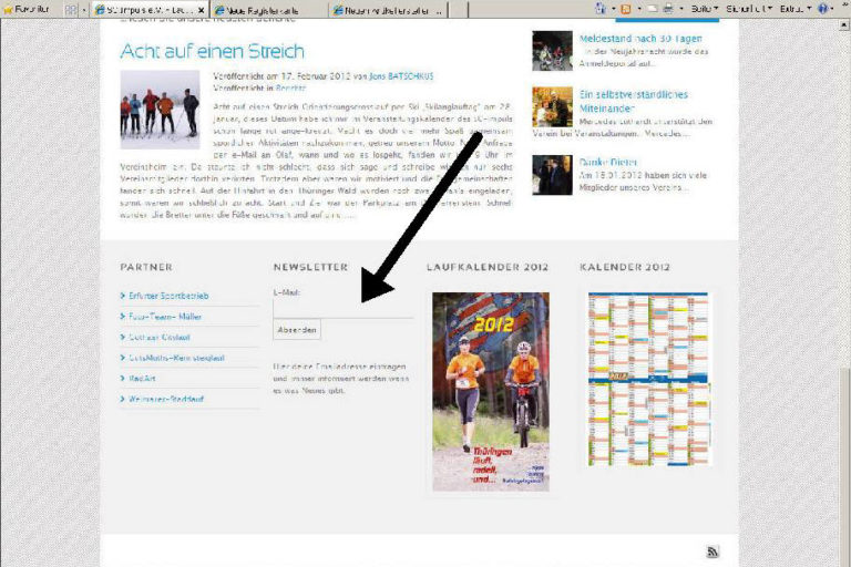 Hier E-Mail Adresse für Newsletter eintragen